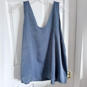 LC Lauren Conrad Scalloped Blue Camisole